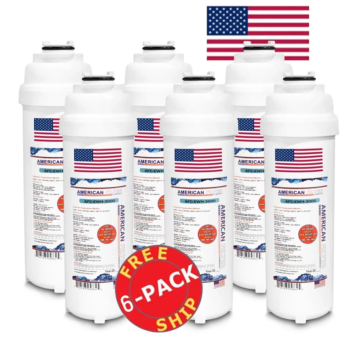 AFC Brand , Water Fountain Filter , Model # AFC-EWH-3000 , Matching with Elkay® LRPBMV28K - 6 Filters - Made in U.S.A.