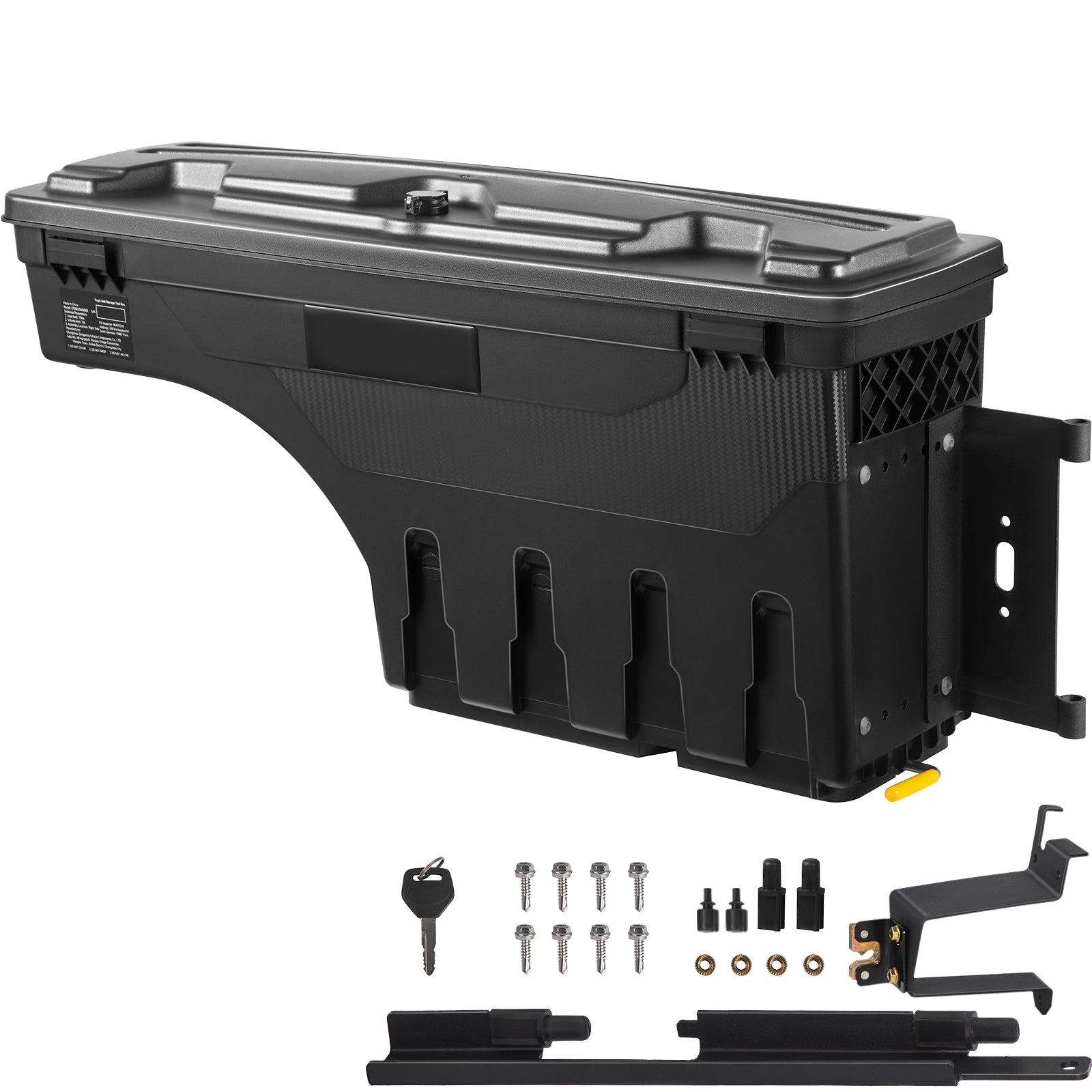 SKYSHALO Truck Bed Storage Box, Lockable Lid, 6.6 Gal/20 L Waterproof ABS Wheel Well Tool Box, Fitting with Chevrolet Silverado 1500 GMC Sierra 1500 2019-2021, Black, Passenger Side