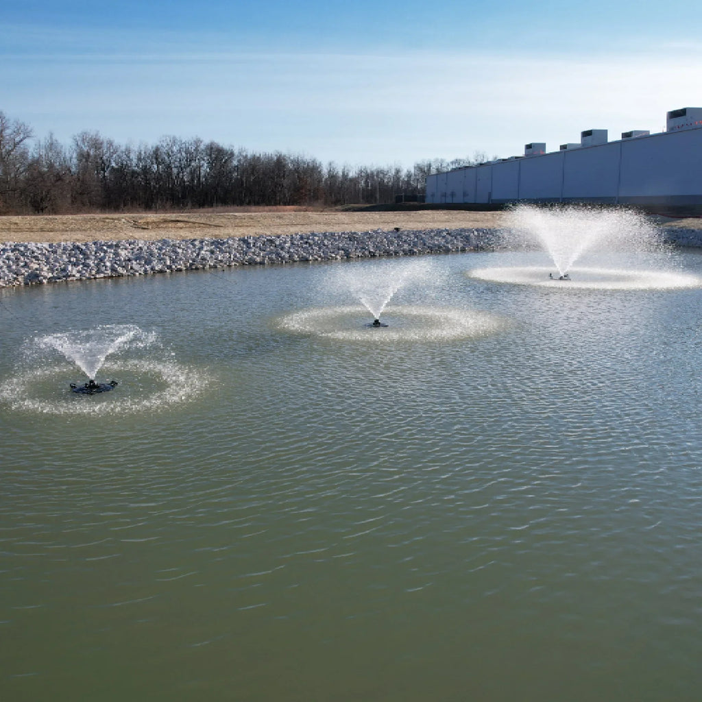 HALF OFF PONDS 1.2 HP Floating Fountain | 200 foot Cord | 11 Patterns | Surface Aeration for Ponds | AQF10000-200