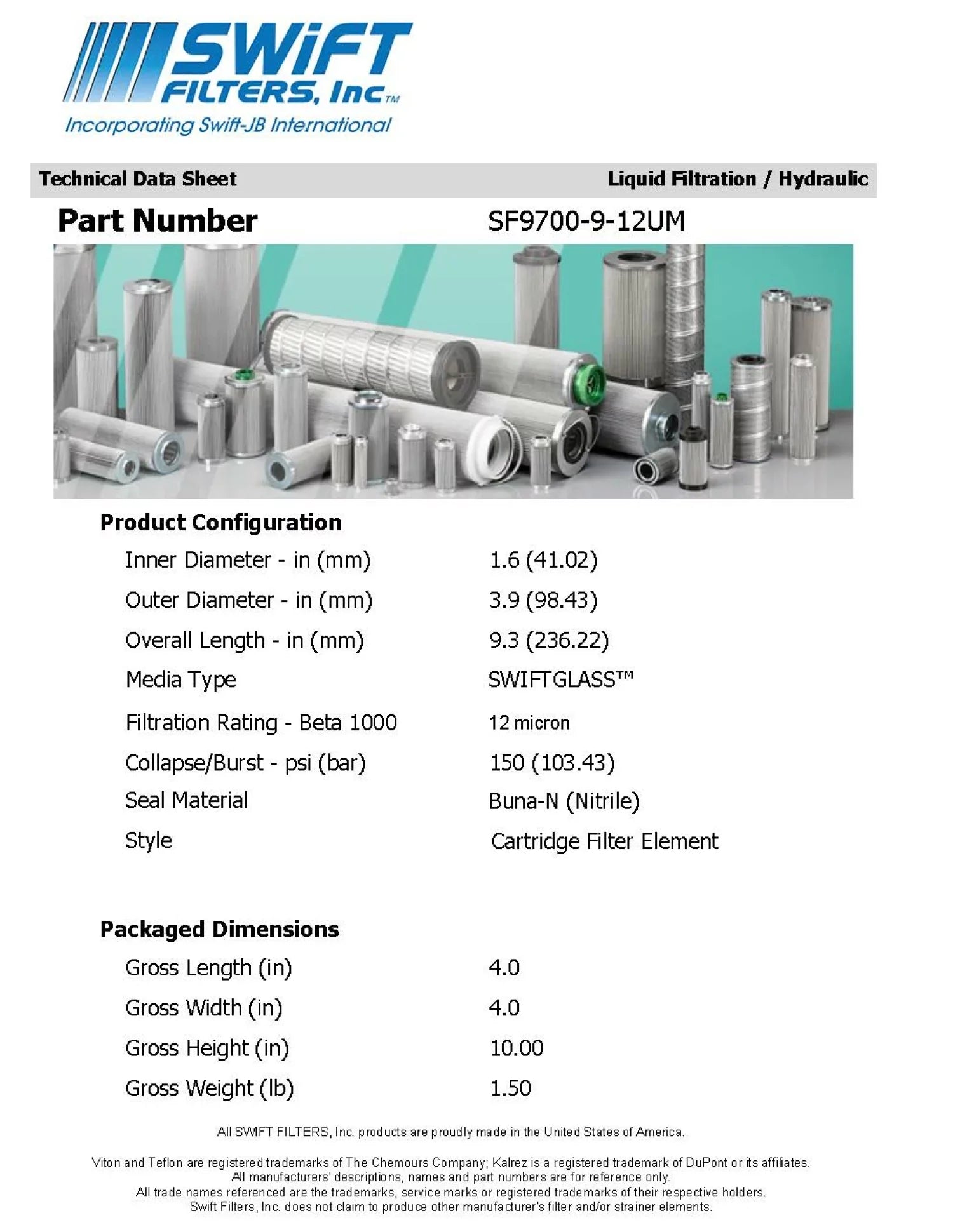 Direct Interchange for FLEETGUARD HF6343 Cartridge Filter Element Microglass 12 Micron