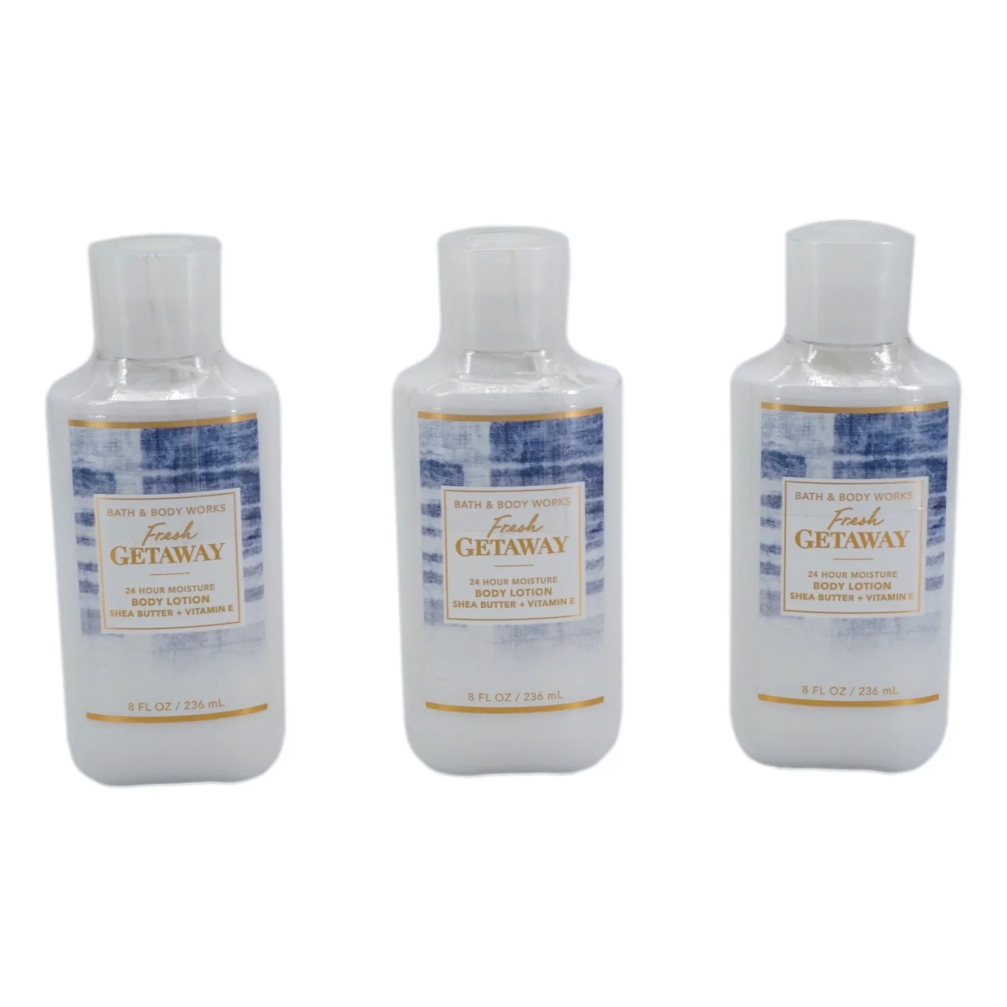 Fresh Getaway Body Lotion (3 Pack, 8 oz ea) Super Smooth 24 Hour Moisture Body Lotion With Shea Butter Vitamin E Coconut Oil Dermatologist Tested