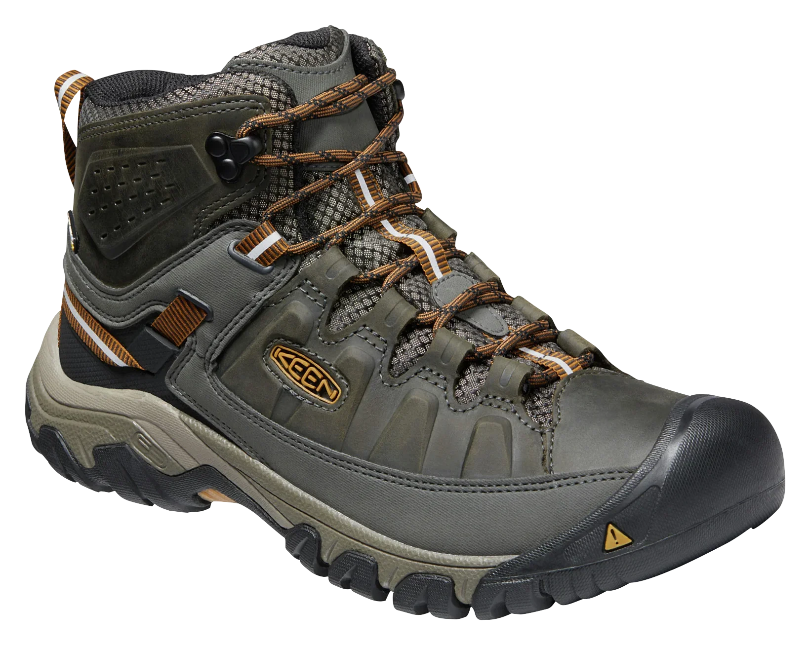 Refurbished KEEN Targhee III Mid Waterproof Hiking Boots for Men - Black Olive/Golden Brown - 9M