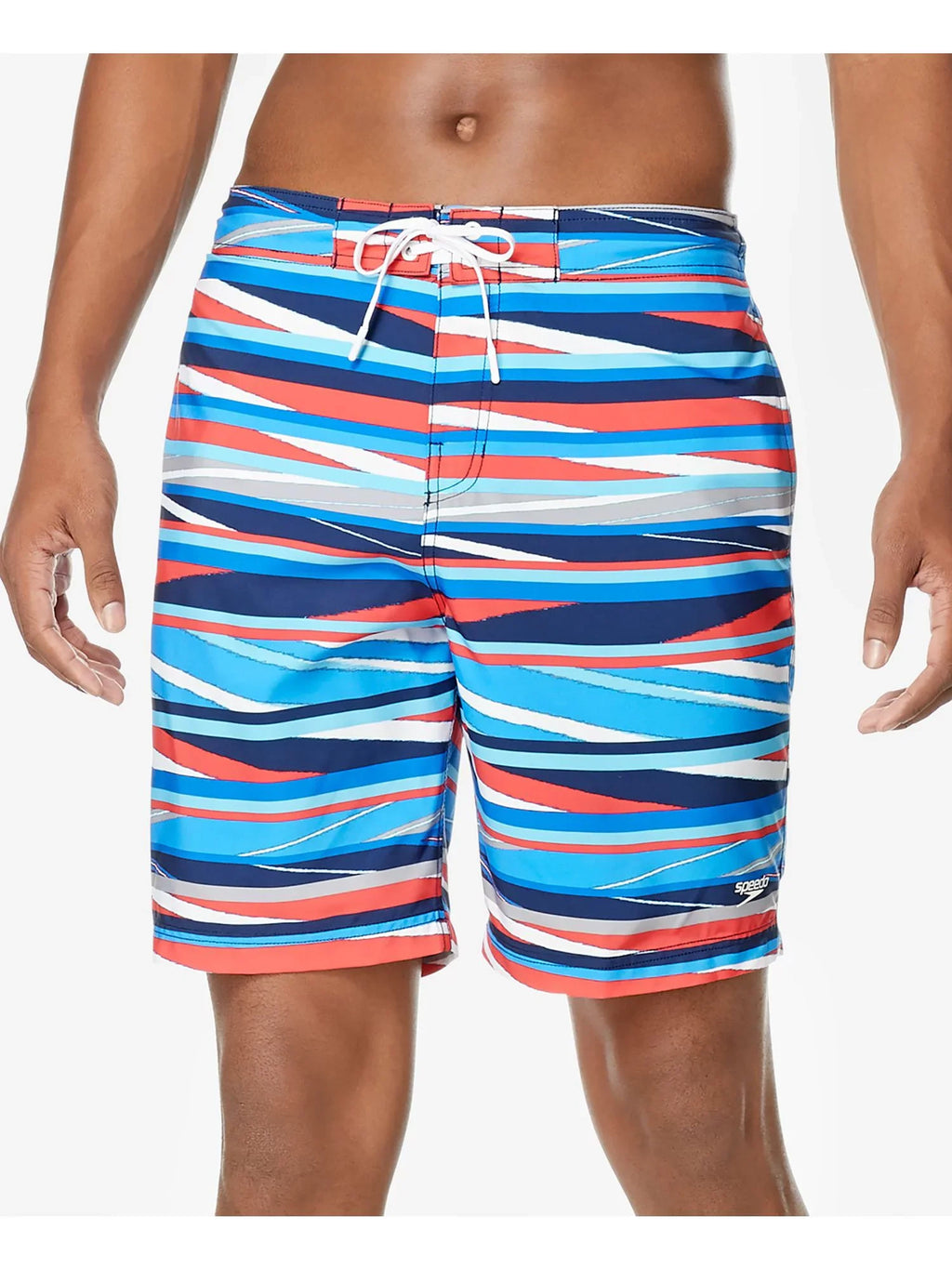 SPEEDO Mens Stripe Lane Bondi Red Drawstring Striped Performance Stretch Shorts XXL
