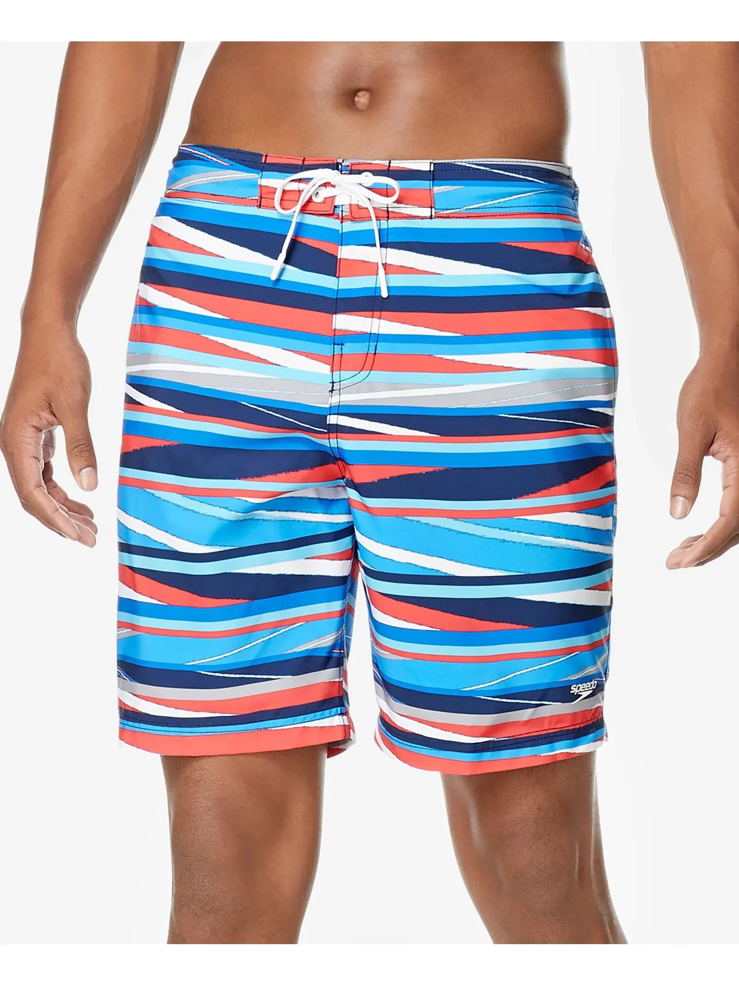 SPEEDO Mens Stripe Lane Bondi Red Drawstring Striped Performance Stretch Shorts XXL