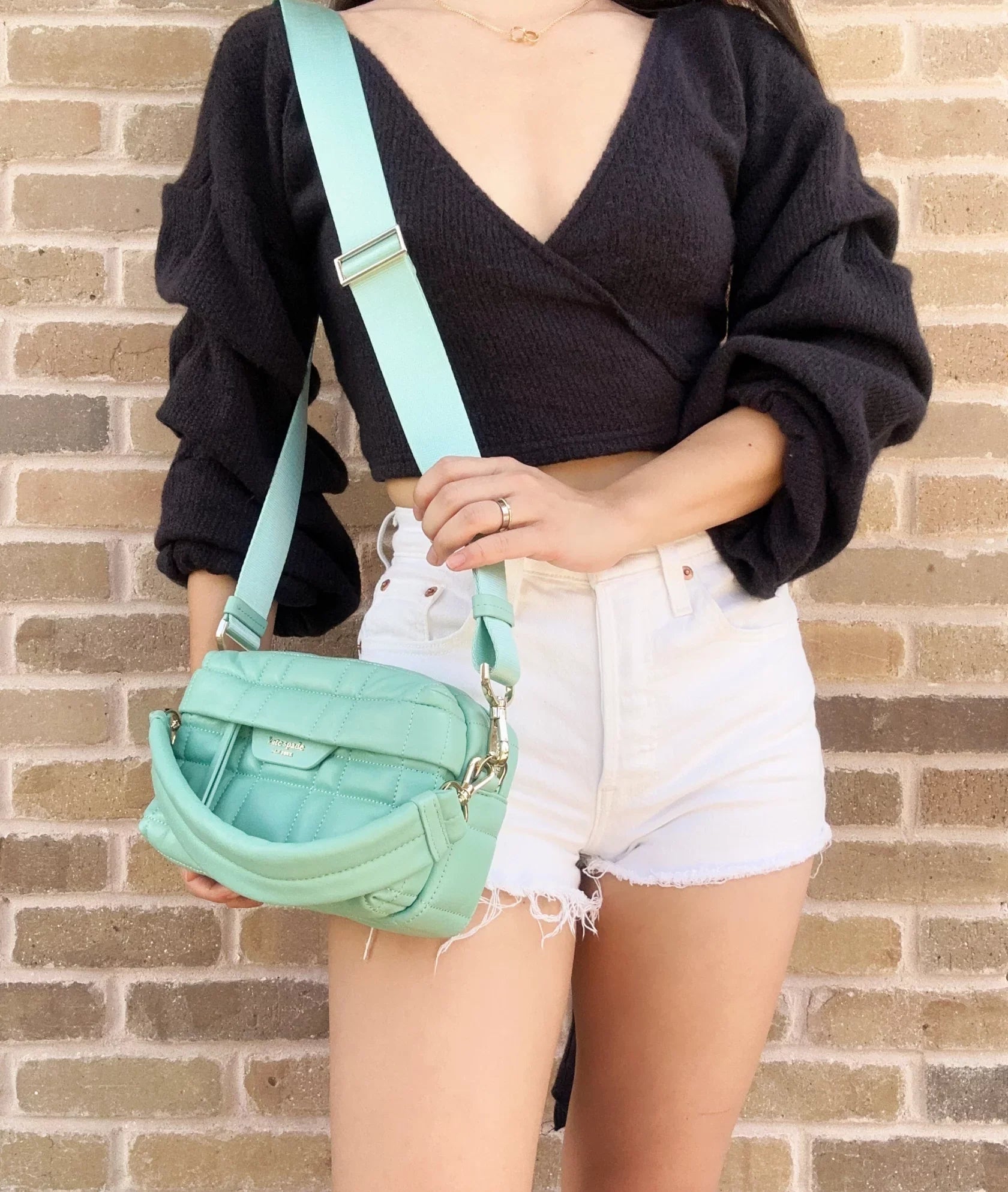 Kate Spade New York Women's Softwhere Quilted Leather Small Convertible Crossbody Clutch - Green