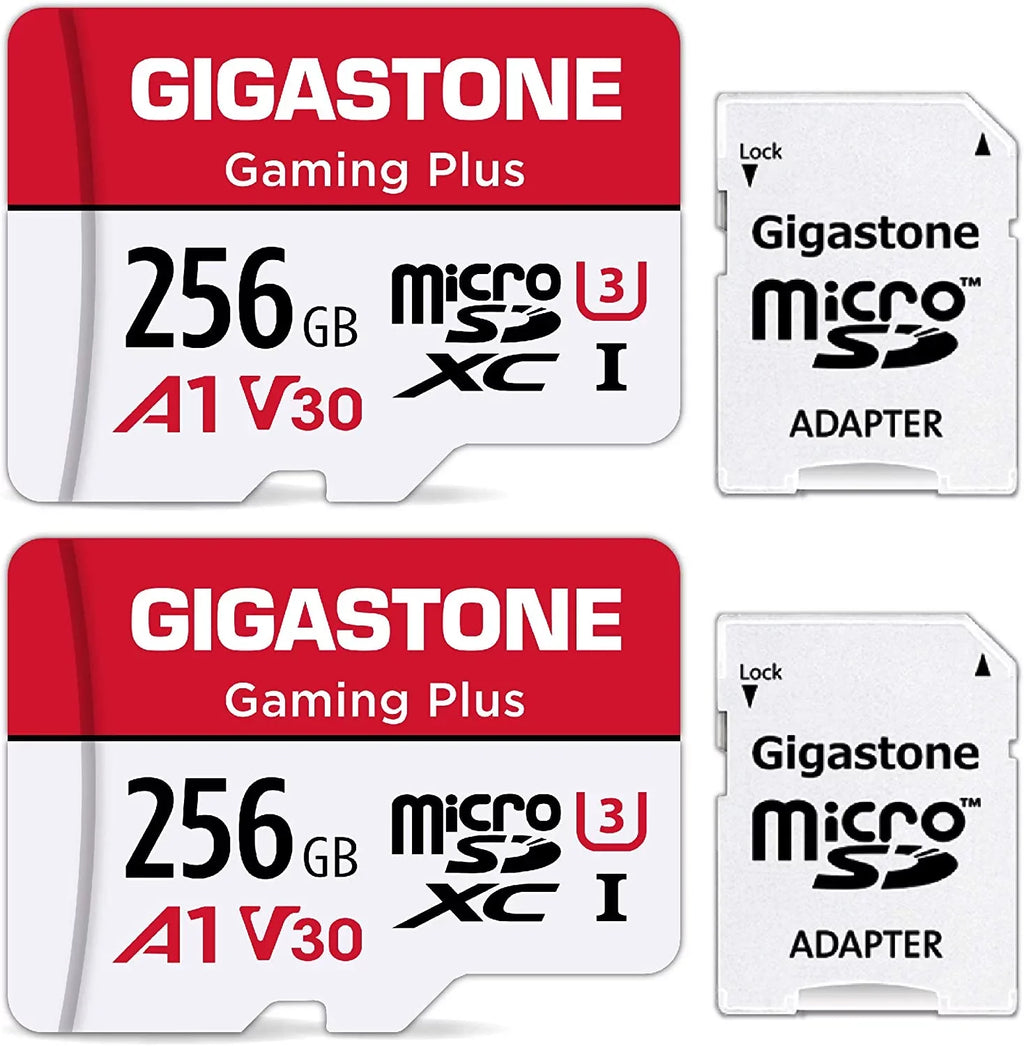 Gigastone 256GB Micro SD Card, Gaming Plus, Nintendo Switch Fitting High Speed 100MB/s, 4K Video Recording, Suitable with Nintendo Switch Dash Cams GoPro Cameras, 2 Pack (2x256GB)