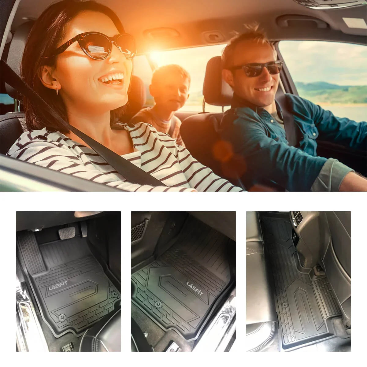 Lasfit Floor Mats for Chevrolet Silverado/GMC Sierra 1500 2019-2022 & 2500HD/3500HD 2020-2022 Crew Cab (Don't Fit Double Cab, Plastic Storage, Without Storage)