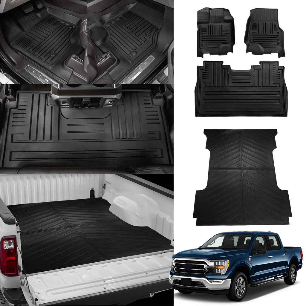 Fit 2015-2024 Ford F150 Lightning SuperCrew Cab Truck Bed Mat 6.5Ft Long Bed Liner F-150 (Fit W/O Fold Flat Storage)