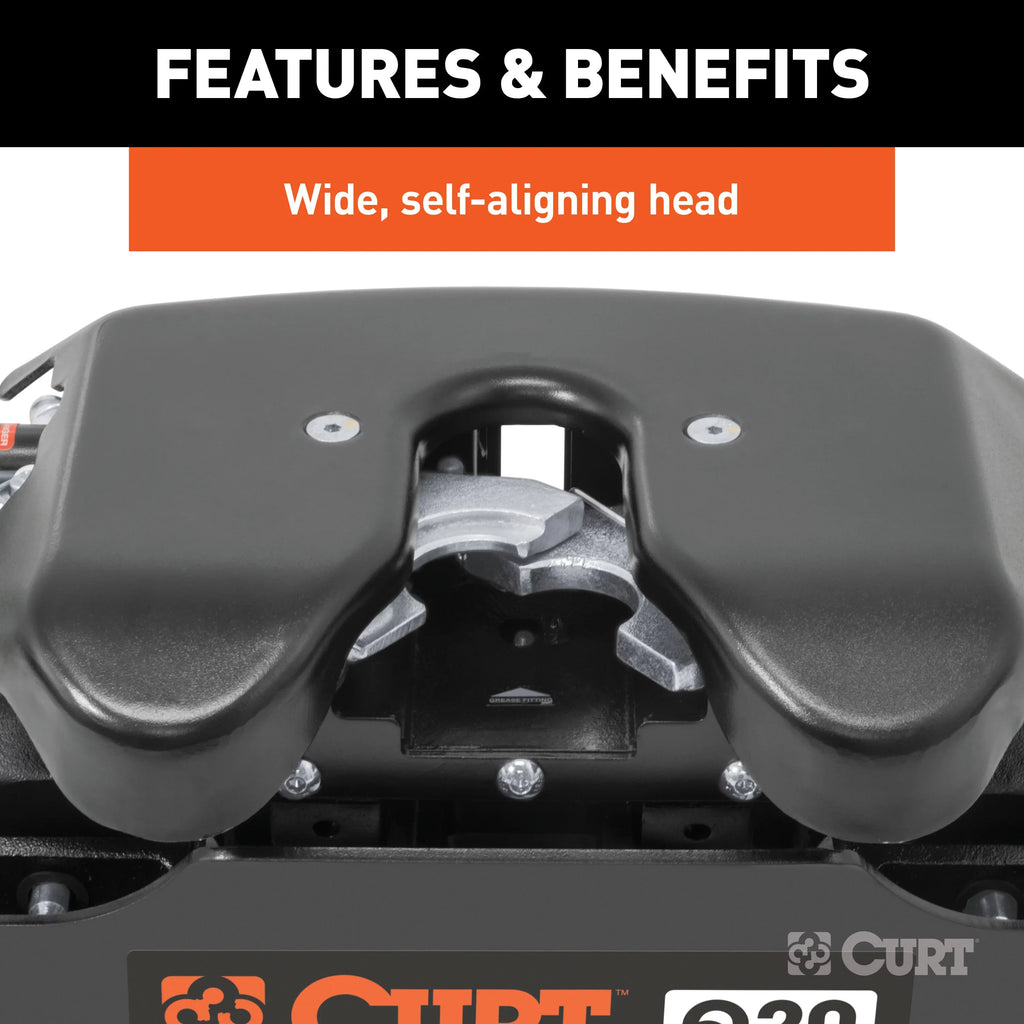 CURT 16677 Q20 5th Wheel Slider Hitch, 20,000 lbs, Select Ford F-250, F-350, F-450, 6.75-Foot Bed Puck System