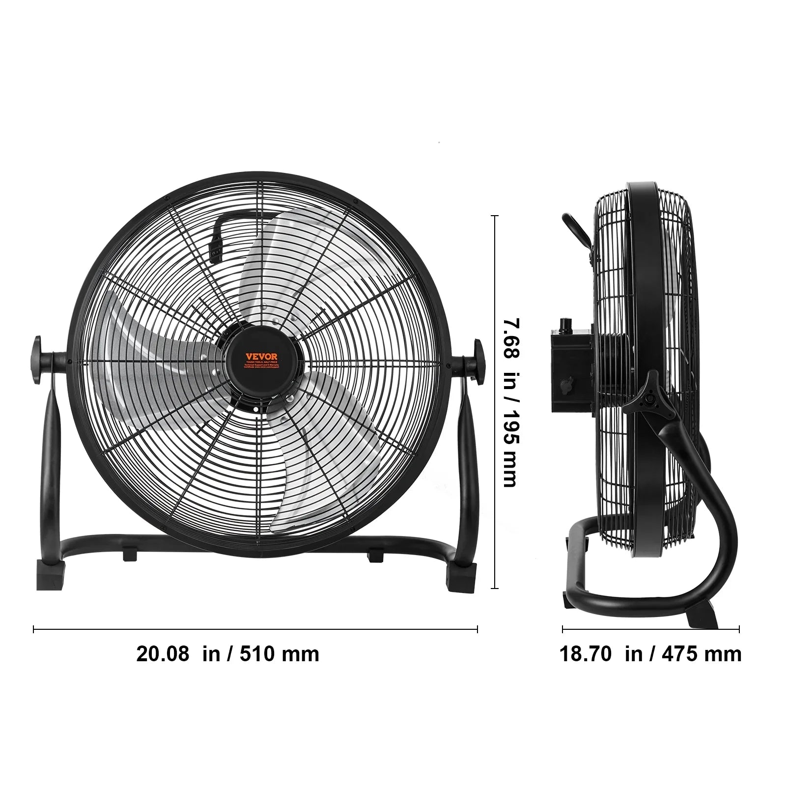 SKYSHALO 16-inch Cordless Fan Heavy Duty Metal Fans Variable Speed 360 Degree Tilt