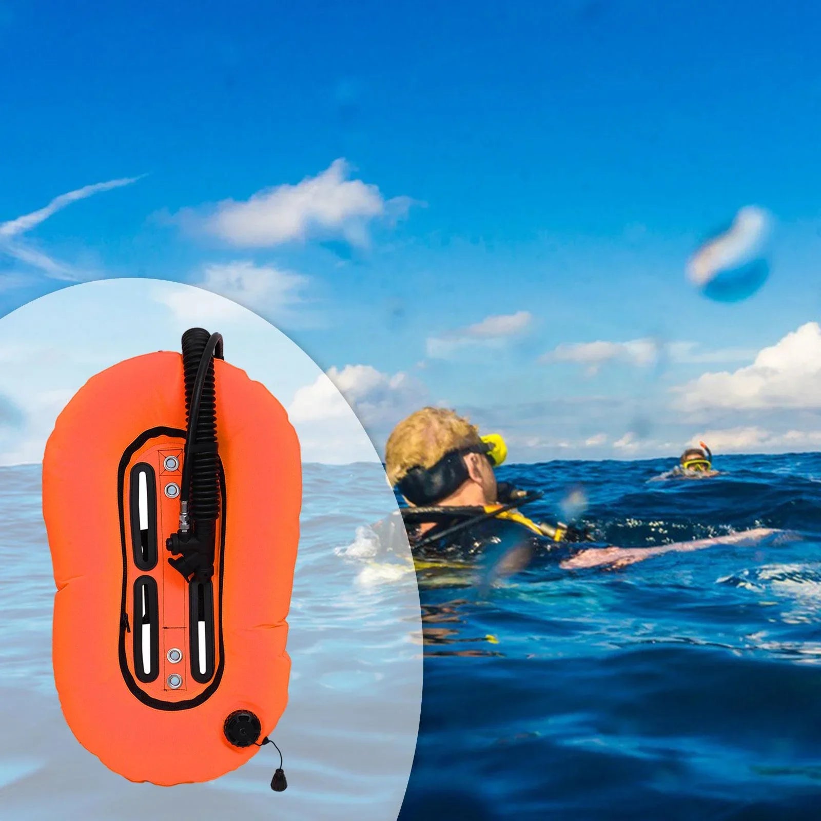 harayaa Diving Snorkeling Donut Wing Single Tank Scuba BCD Set for Freediving Diving Orange