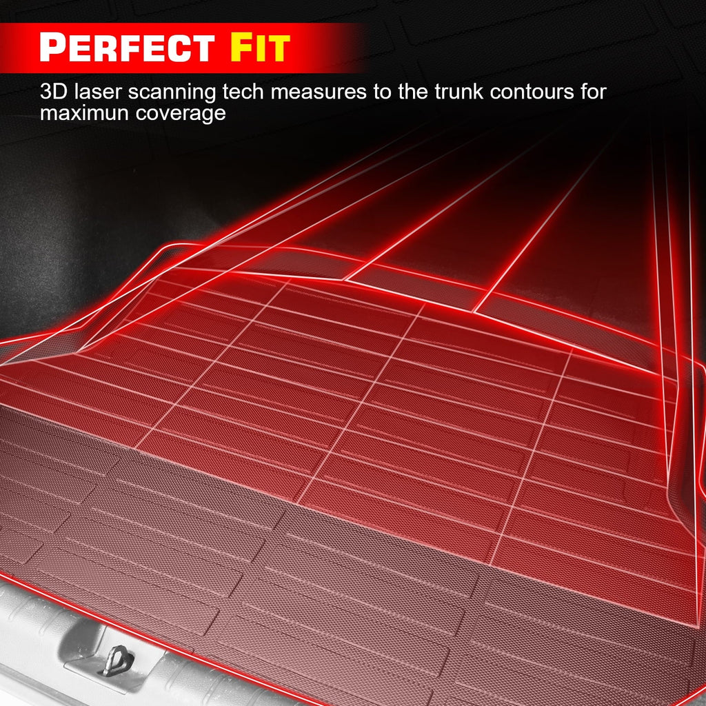 Ikon Motorsports Trunk Mat Suitable With 2021-2023 Jeep Wrangler 4xe, Black 3D Molded Car Rear Carpets Liner Protection TPE Thermo Plastic Elastomer All Climate Boot Tray Wrap Protector Pad