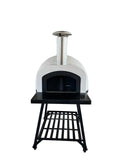 Tiled Cement Outdoor Pizza Oven / Clay Wood Fired Pizza Ovens with White Penny / Circle Mosaic Tiles - OP81
