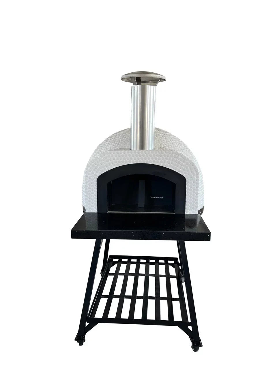 Tiled Cement Outdoor Pizza Oven / Clay Wood Fired Pizza Ovens with White Penny / Circle Mosaic Tiles - OP81