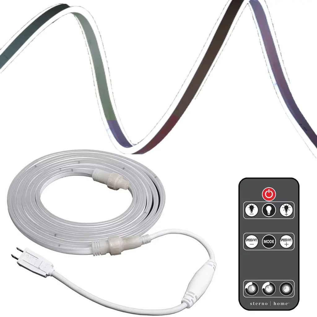 Sterno Home 12ft LED Neon Rope Lights, 8 Color, Indoor Outdoor Lighting