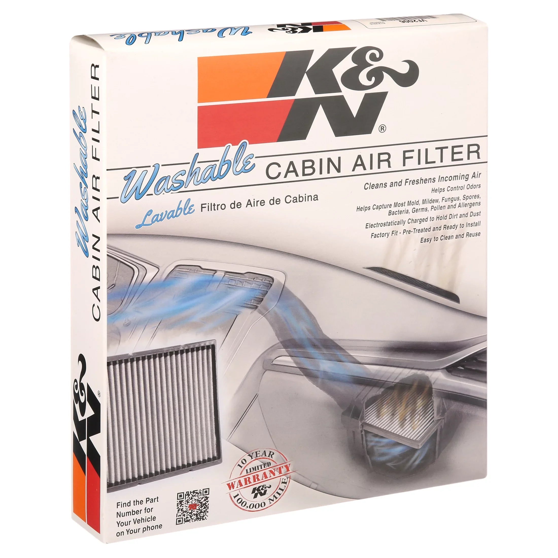 K&N VF2006 Washable & Reusable Cabin Air Filter Cleans and Freshens Incoming Air for your Chevrolet, Pontiac, Saturn Fits select: 2005-2010 CHEVROLET COBALT, 2006-2011 CHEVROLET HHR
