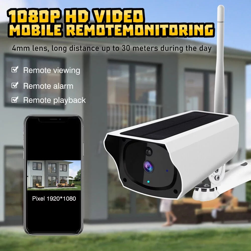 MDHAND 1080P Home Security Camera System Outdoor, Solar Camera Pro Wireless Outdoor Surveillance Camera, IP66, AI Detection + 32 GB Memory Card