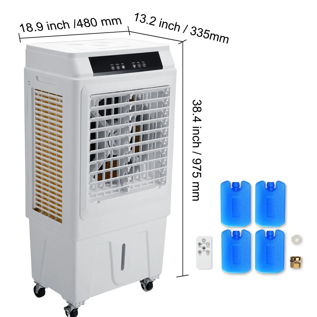 SKYSHALO Evaporative Cooler Swamp Cooler 3-in-1 3100 CFM 9 Gal 12h Timer Humidifier