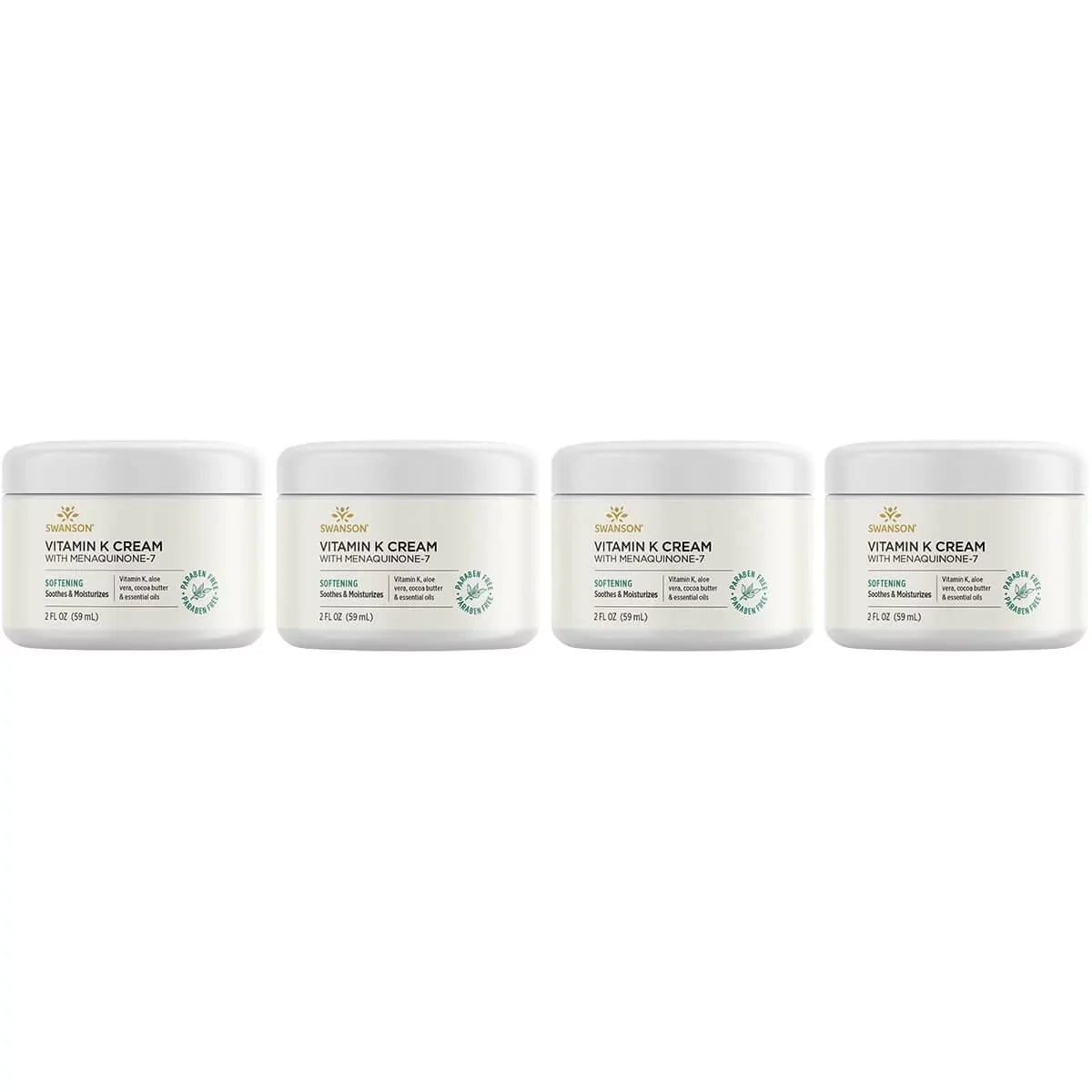 Swanson Vitamin K Cream with Menaquinone-7 2 fl oz Cream 4 Pack