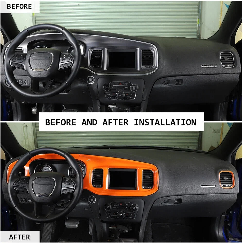 Teledu 17x Orange Set Center Console Dash Panel Shield Trim Kit
