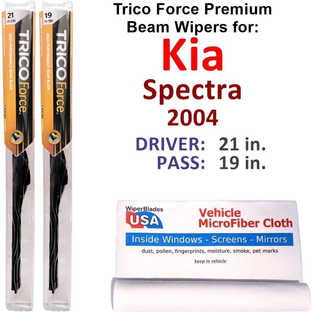 Performance Beam Wipers (Set of 2) Fitting with 2004 Kia Spectra