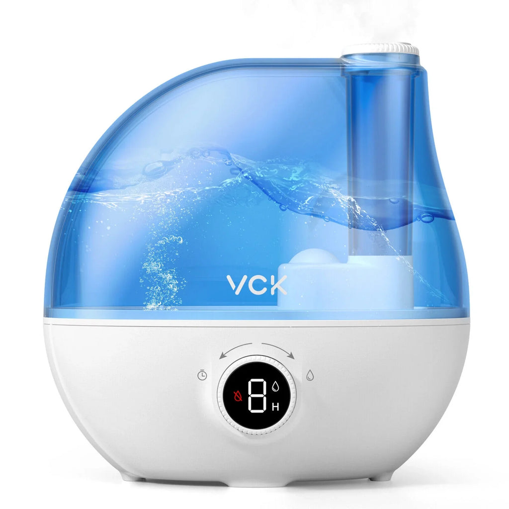 Humidifiers for Bedroom, VCK 2.3L Ultrasonic Cool Mist Quiet Air Humidifier, 24 Hours Run Time, Auto Shut-Off, 3 Mist Levels, 360° Rotation Nozzle for Home Baby Nursery, Plants, Large Room Indoor Use