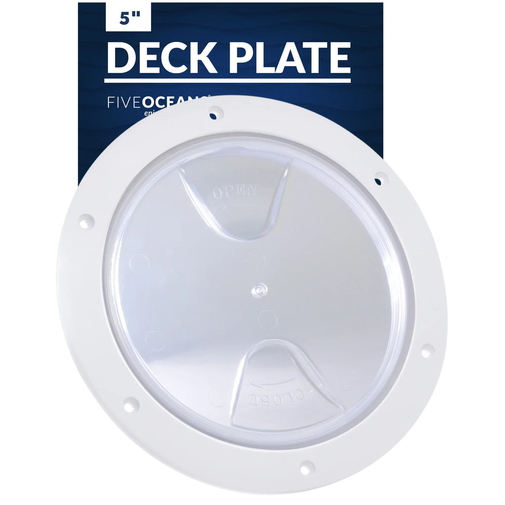 Five Oceans 6" Vessel Hatch, Marine Round Inspection Deck Plate Hatch with Detachable Coating and Storage Bag, Strong ABS White Plastic, for Pontoon, Fishing Watercraft Bass Vessel RVs, Caravan - FO4467
