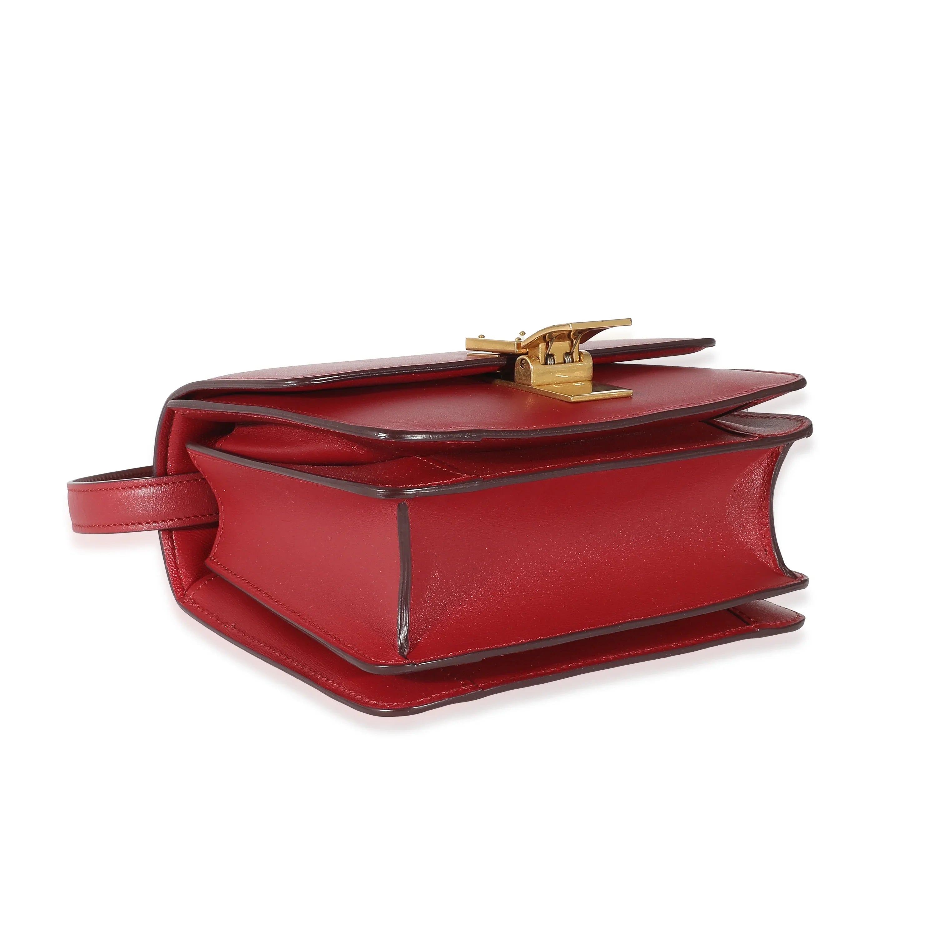 Celine Red Smooth Calfskin Small Classic Box Bag Pre-Owned