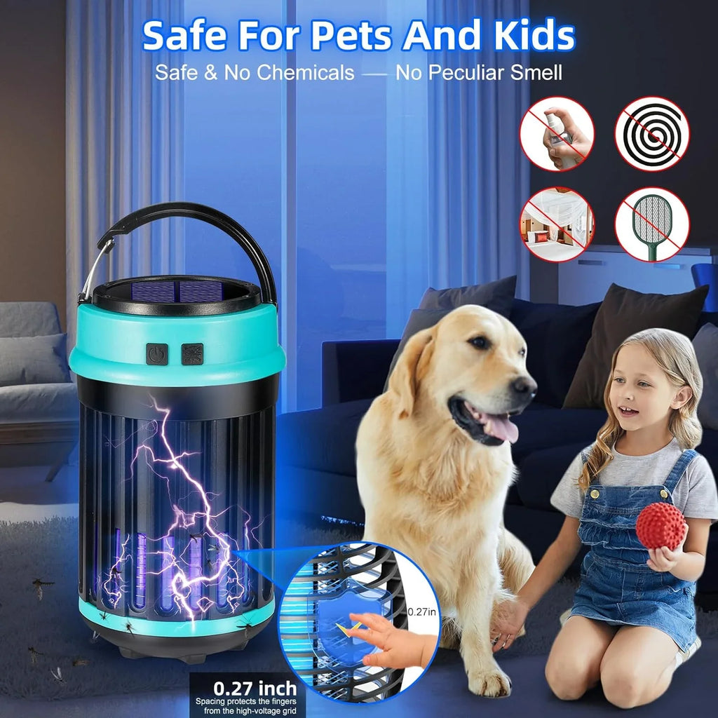 G·PEH 3 in 1 Bug Zapper, Rechargeable Bug Zapper Outdoor Indoor Fly Trap Waterproof, Mosquito Zapper with Emergency Light for Home, Solar Bug Zapper Outdoor for Home, Backyard, Camping