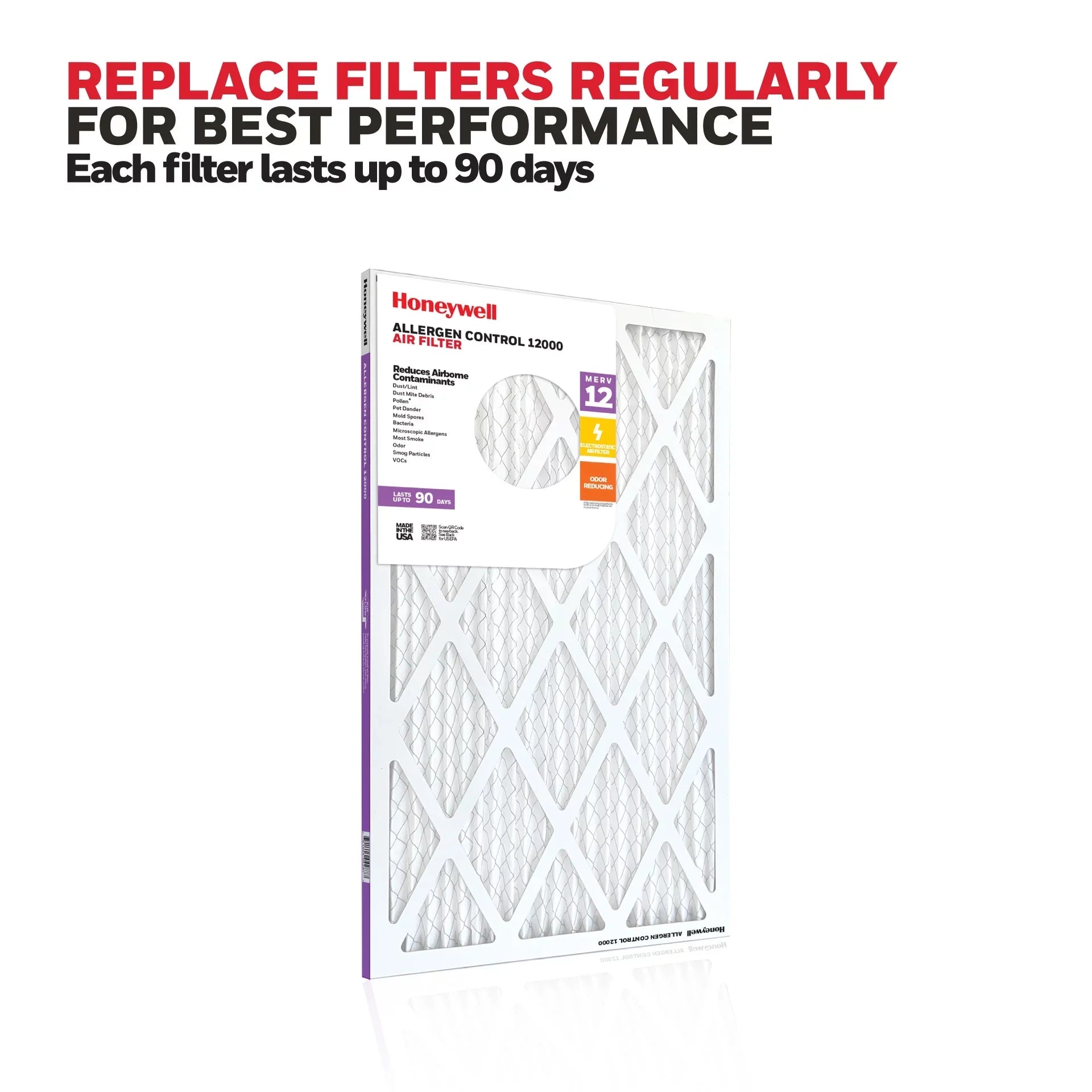 Honeywell 16x20x1 MERV 12 Pleated HVAC Furnace Air Filter -4 Pack