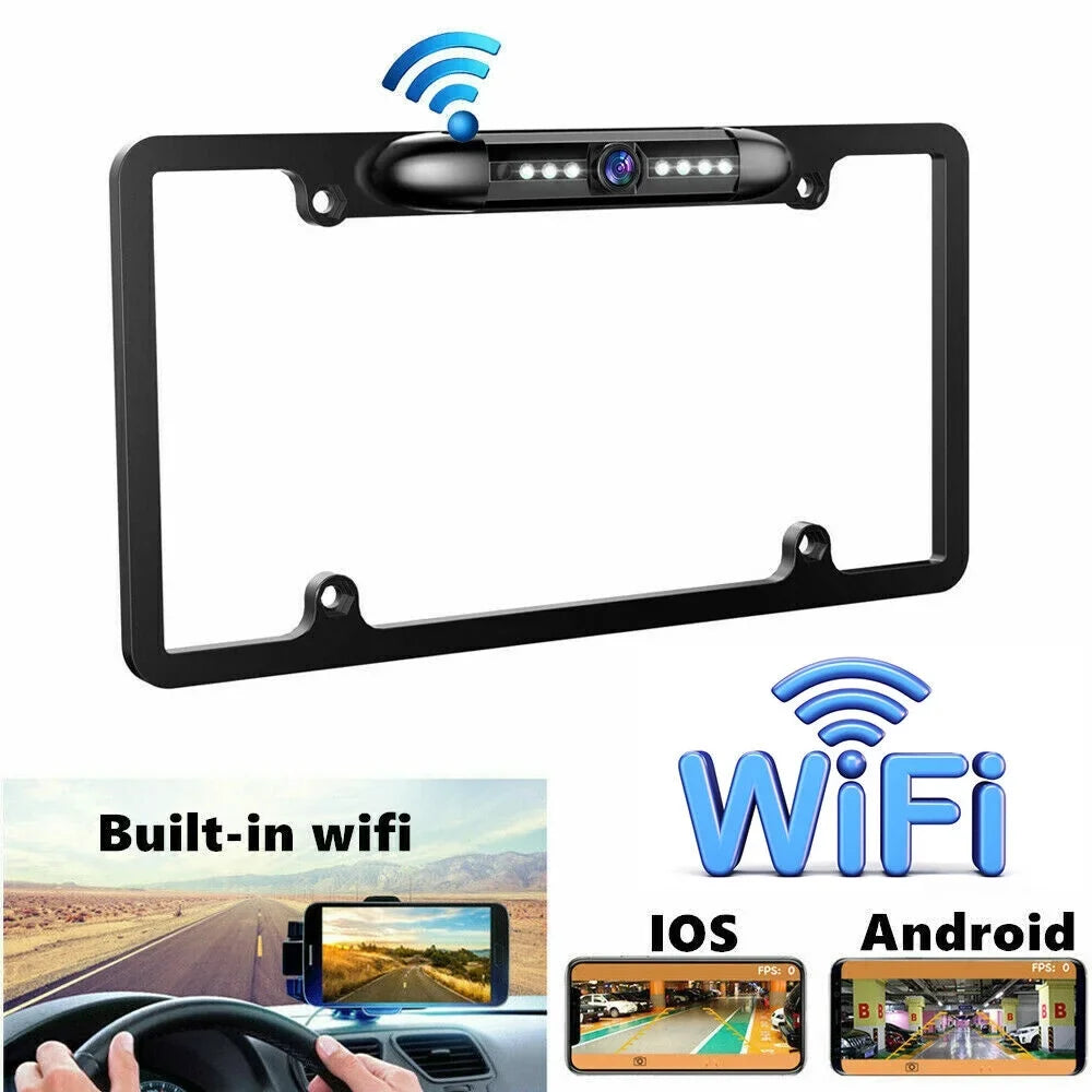 G·PEH HD License Plate Frame Rear View Camera - 8 Upgraded Infrared Lights - Clear Vision - Easy Installation - Black