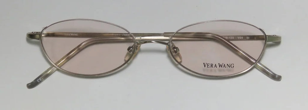NEW VERA WANG V04 WOMENS/LADIES DESIGNER HALF-RIM SILVER "SCHOOL TEACHER PROFESSOR" LOOK MADE IN JAPAN FRAME DEMO LENSES 47-17-130 EYEGLASSES/EYEWEAR
