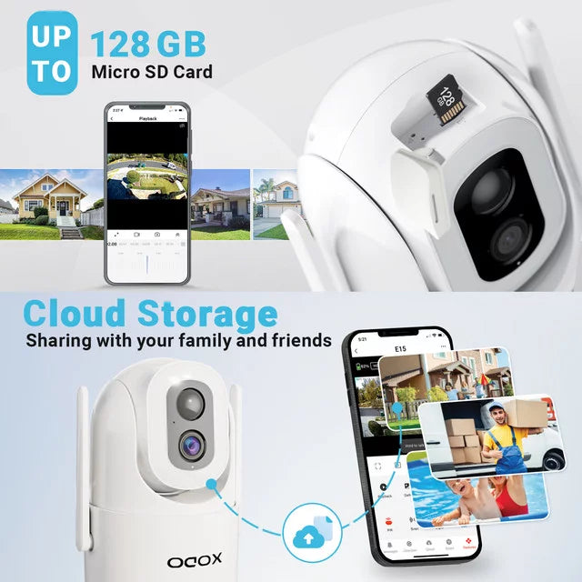 XODO E15 Solar Outdoor Wireless Camera for Home Security System, 2K 3MP Floodlight Pan-Tilt 360° View Cam with Color Night Vision, 2-Way Audio, Motion Detection, Siren, App Remote – Cloud/SD