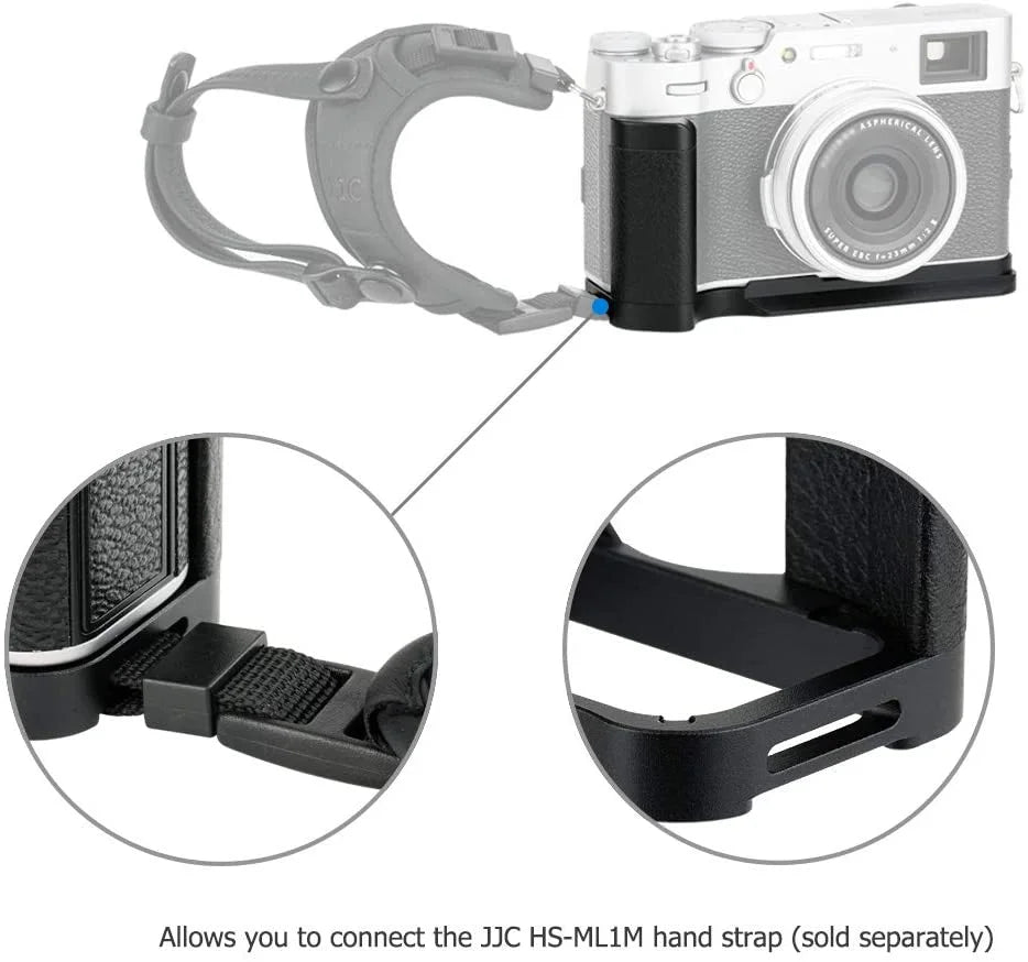Solid Metal Hand Grip Secure Handle Bracket for Fuji Fujifilm X100V X100F X100 V X100 F Camera, Anti-Slip Pads