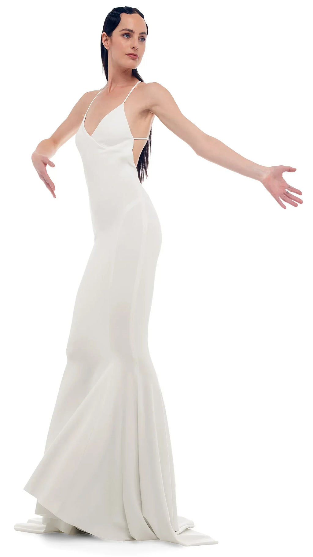 Norma Kamali SNOW WHITE Women's Low Back Mermaid Gown, US Medium/38