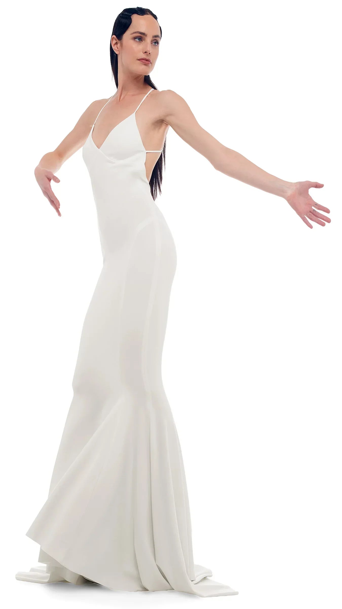 Norma Kamali SNOW WHITE Women's Low Back Mermaid Gown, US Medium/38