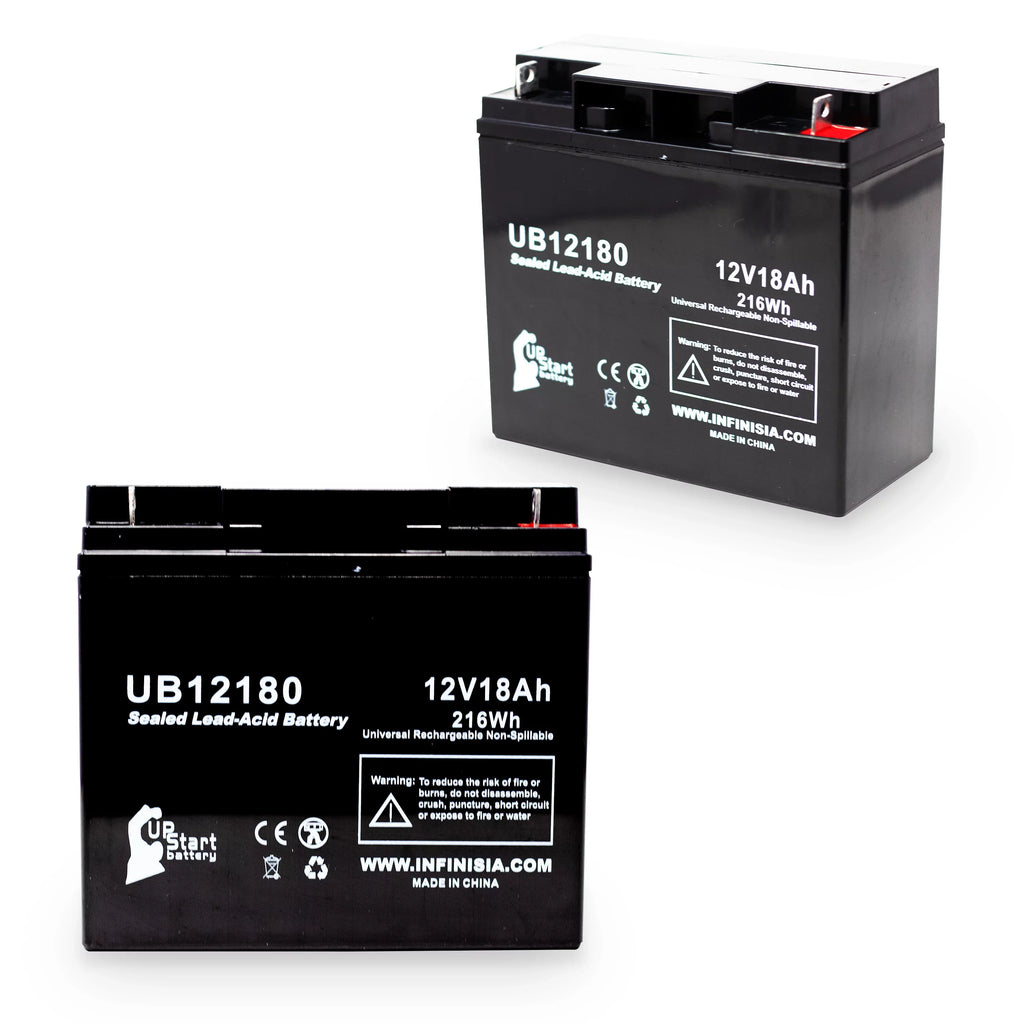 2x Pack - Matching GS / Portalac PX12180 Battery - Replacement UB12180 Universal Sealed Lead Acid Battery (12V, 18Ah, 18000mAh, T4 Terminal, AGM, SLA)