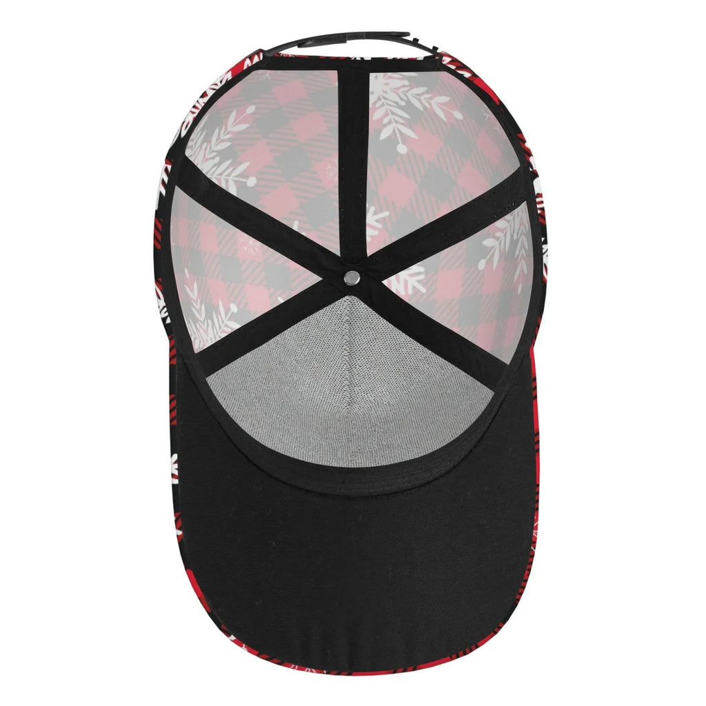 Balery Baseball Cap Adjustable Size for Running Workouts and Outdoor Activities All Seasons Dad Hat(Snowflakes On A Buffalo Plaid)