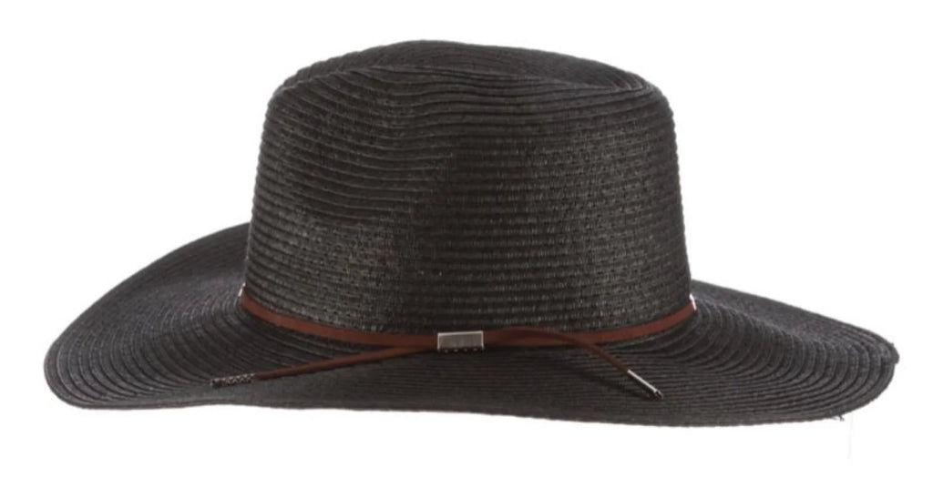 Scala TSCLP249-BLK Braid Safari Hat with Faux Suede Trim- Black. One Size