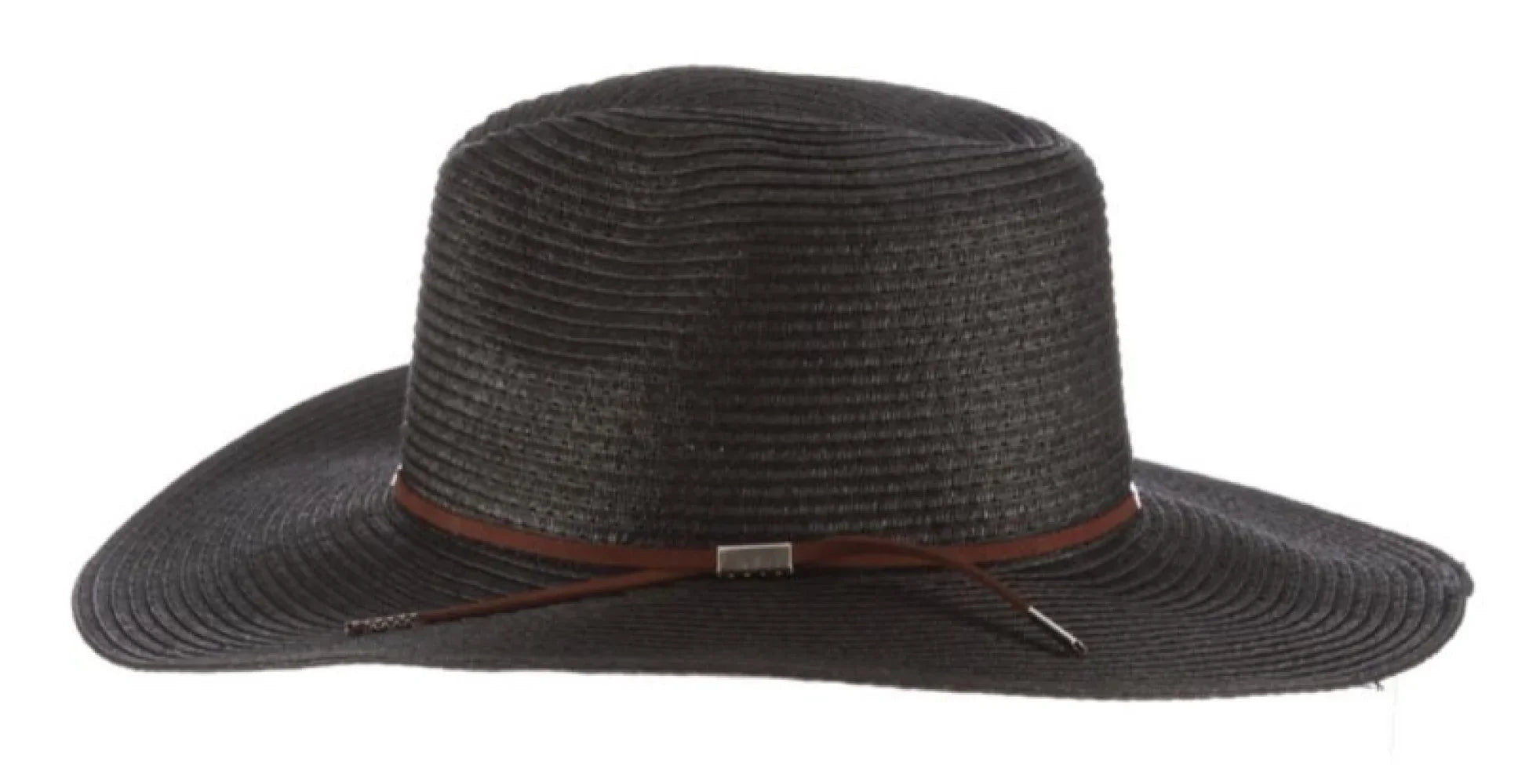 Scala TSCLP249-BLK Braid Safari Hat with Faux Suede Trim- Black. One Size