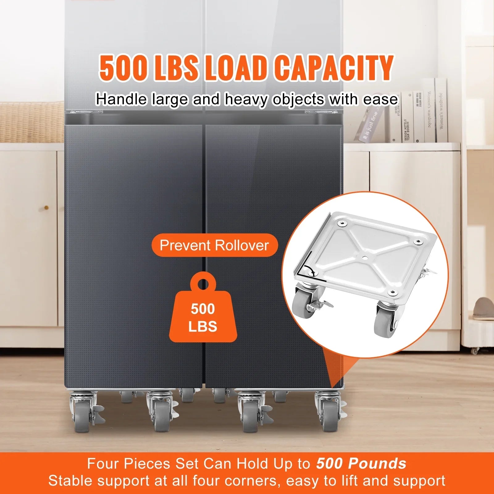 SKYSHALO Furniture Dolly, 500 Lbs Capacity Furniture Lift Mover Tool Set for Moving Heavy Furniture Refrigerator Sofa,Furniture Moving Dollies with 360° PP Swivel Wheels & Carbon Steel Panel