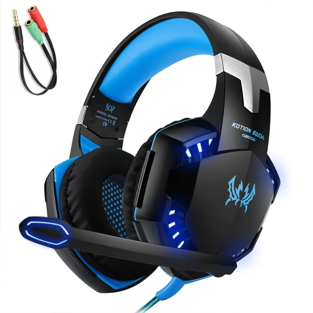 KOTION EACH KOTION EACH G2000 3.5mm Gaming Headset Noise Reduction for PC Laptop Smartphone with Audio Adapter Cable