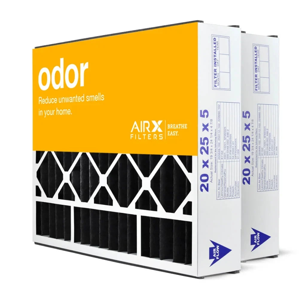 AIRx Filters Odor 20x25x5 Air Filter MERV 8 Replacement for Air Bear Trion 229990-102 248713-102 255649-102 259112-102 to Fit Media Air Cleaner Cabinet Supreme 2000 455602-019 435790-027, 2-Pack