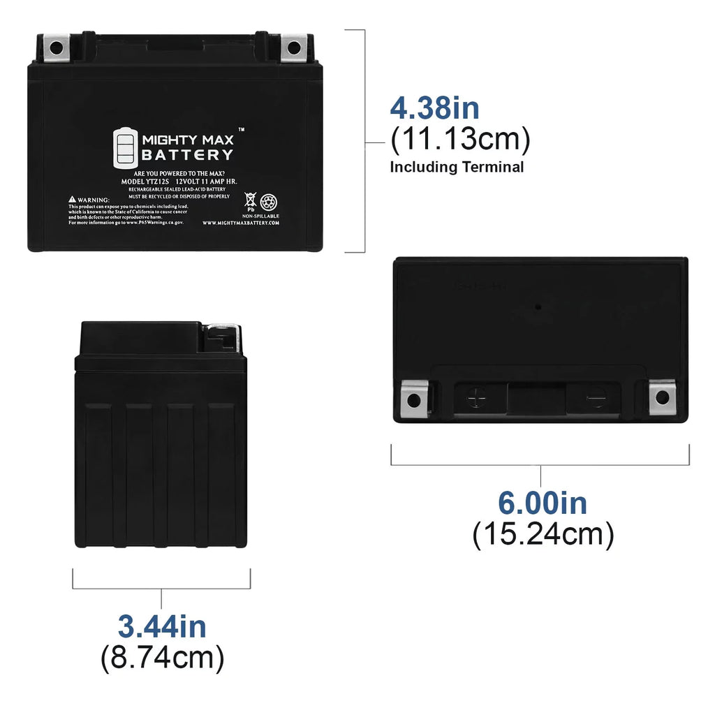 YTZ12S 12V 11Ah Replacement Battery Matching with Honda FSC600 Silver Wing 02-12 - 2 Pack