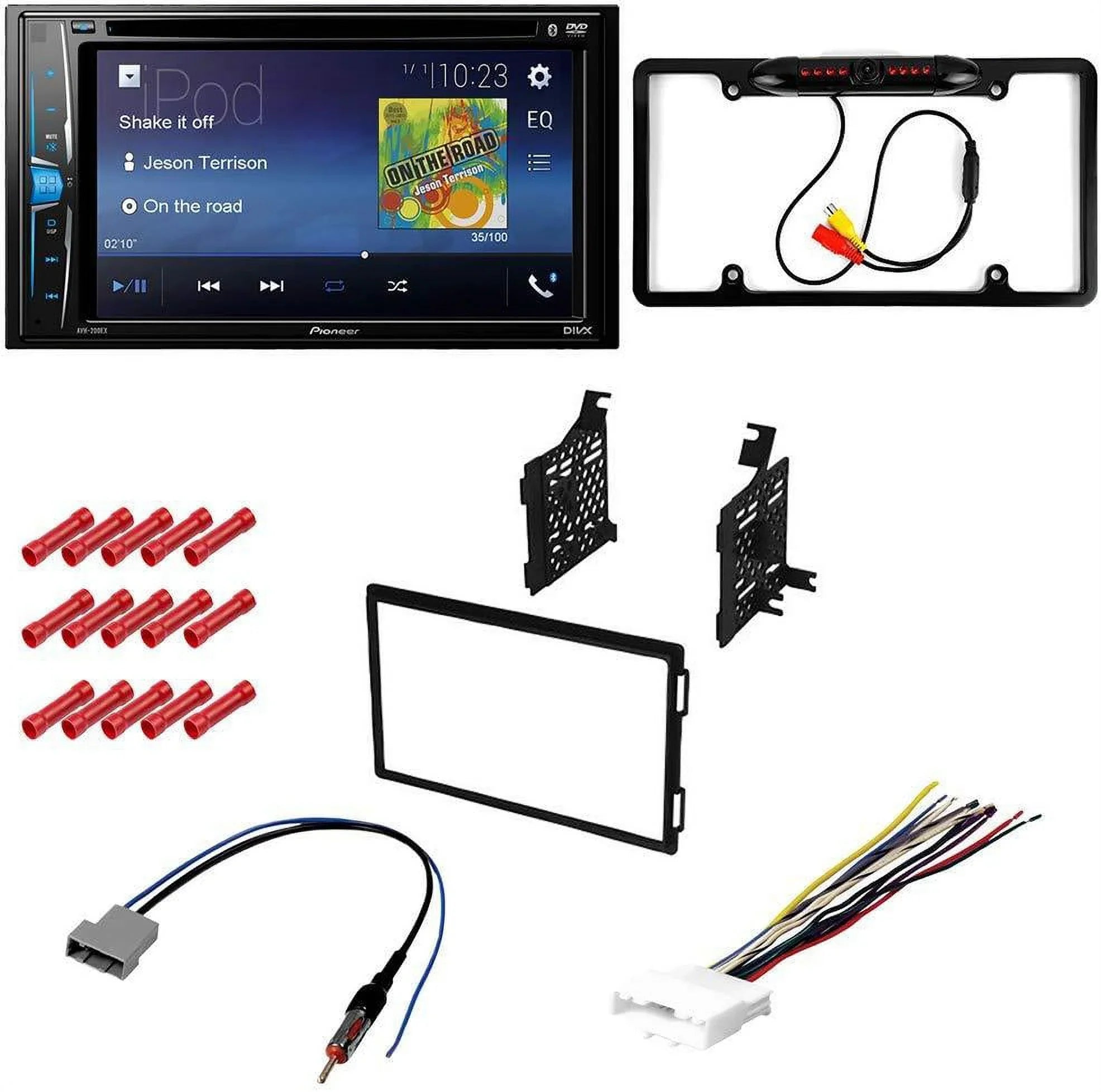KIT2589 Bundle with Pioneer Multimedia DVD Car Stereo and Installation Kit - for 2008-2015 Nissan Frontier / Bluetooth Touchscreen, Backup Camera, Double Din Mounting Dash Kit
