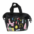 Black 6 Pocket Bingo Tote Bag Dauber Card Holder Zipper Closure Game Night Purse