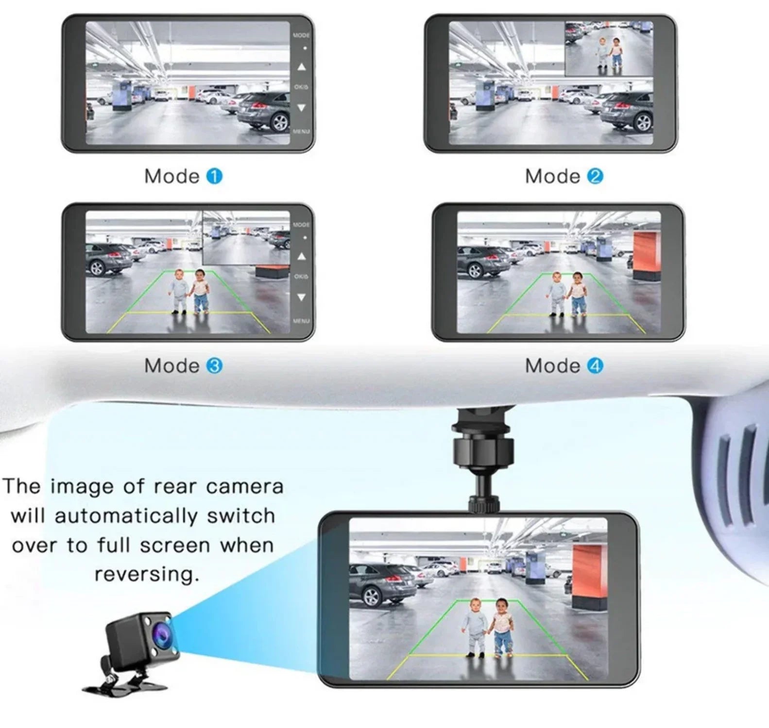Dash Cam 4 LCD Car DVR Driving Recorder Dual Lens Camera 1080P Vehicle Video
