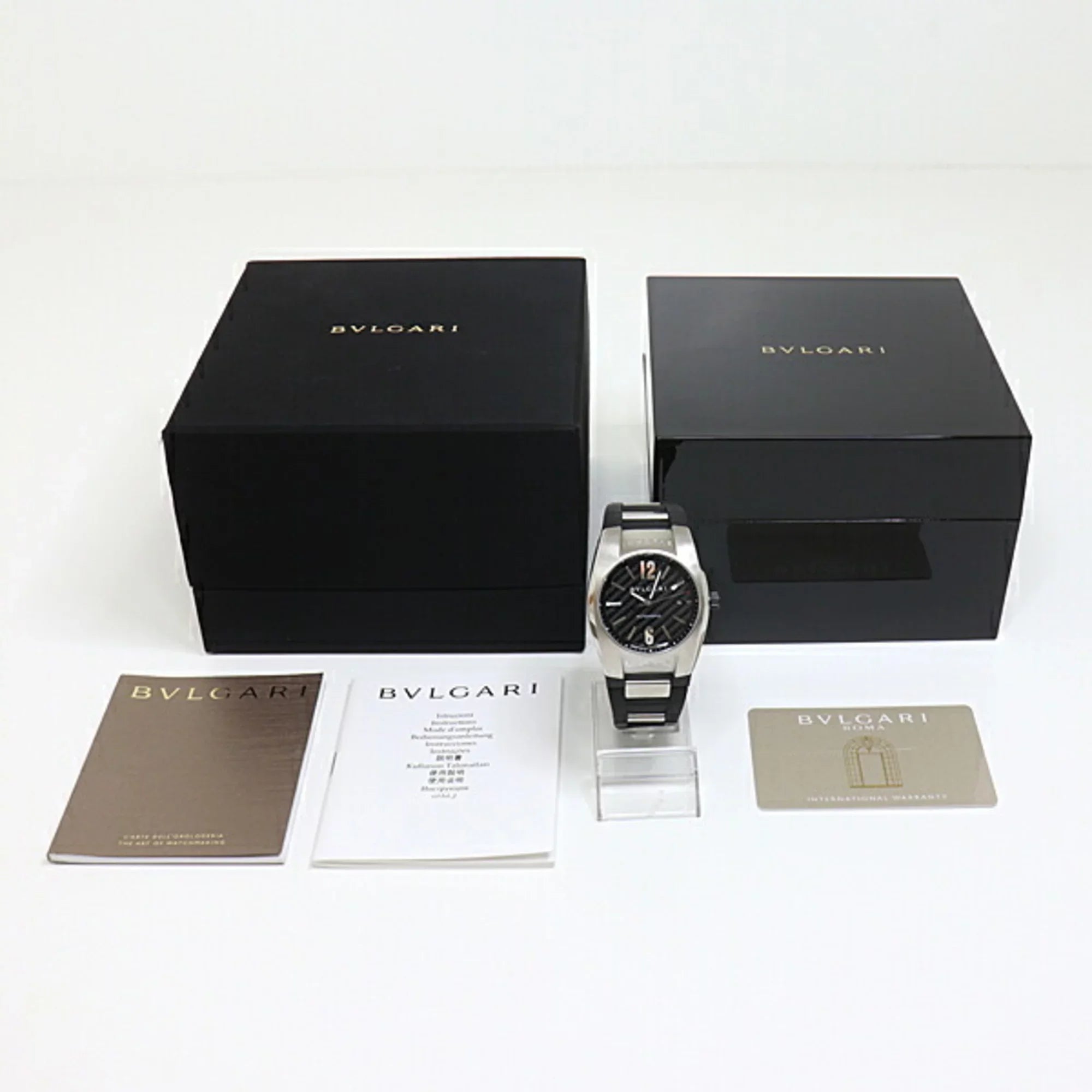 Pre-Owned BVLGARI Bulgari men's watch Ergon EG40S black (black) dial rubber belt self-winding (Good)
