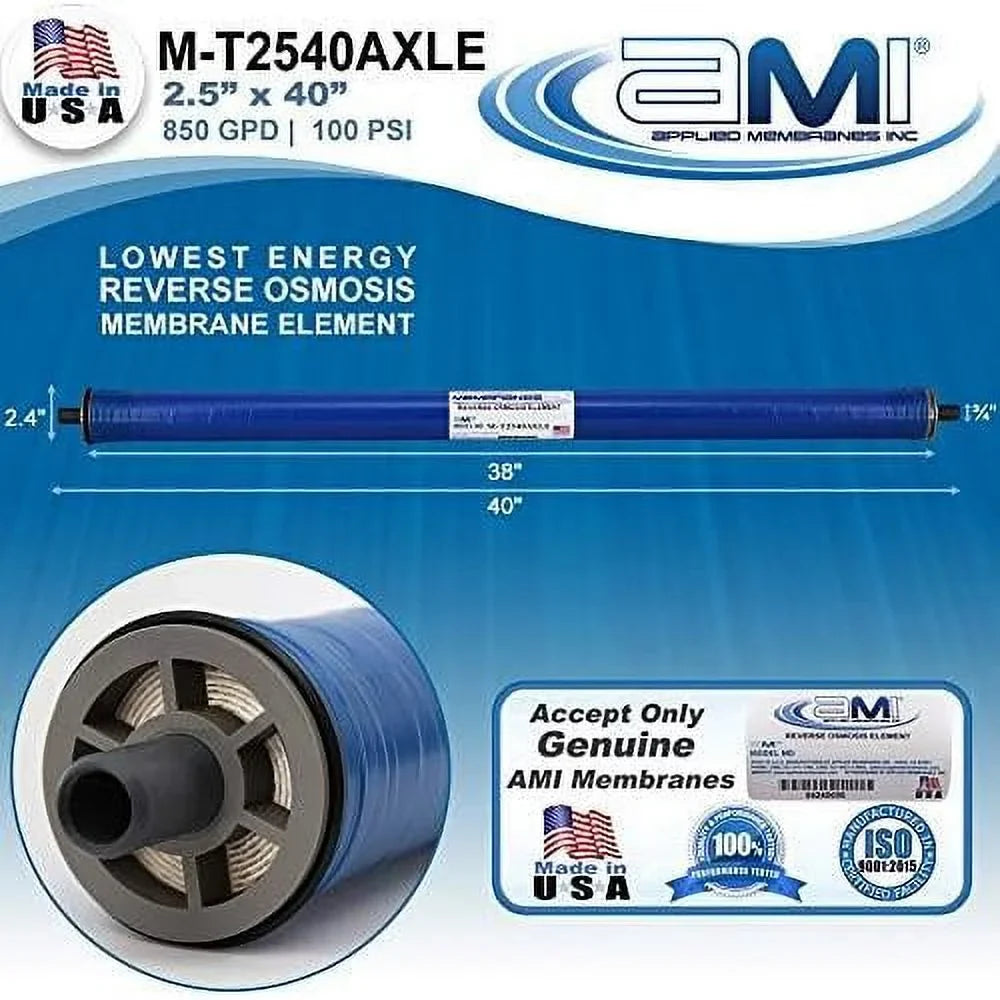Extra Low Energy Reverse Osmosis Membrane For Tap Water | 850 GPD At 100 Psi | 99% Rejection | Replacement XLE RO Membrane | M-T2540AXLE