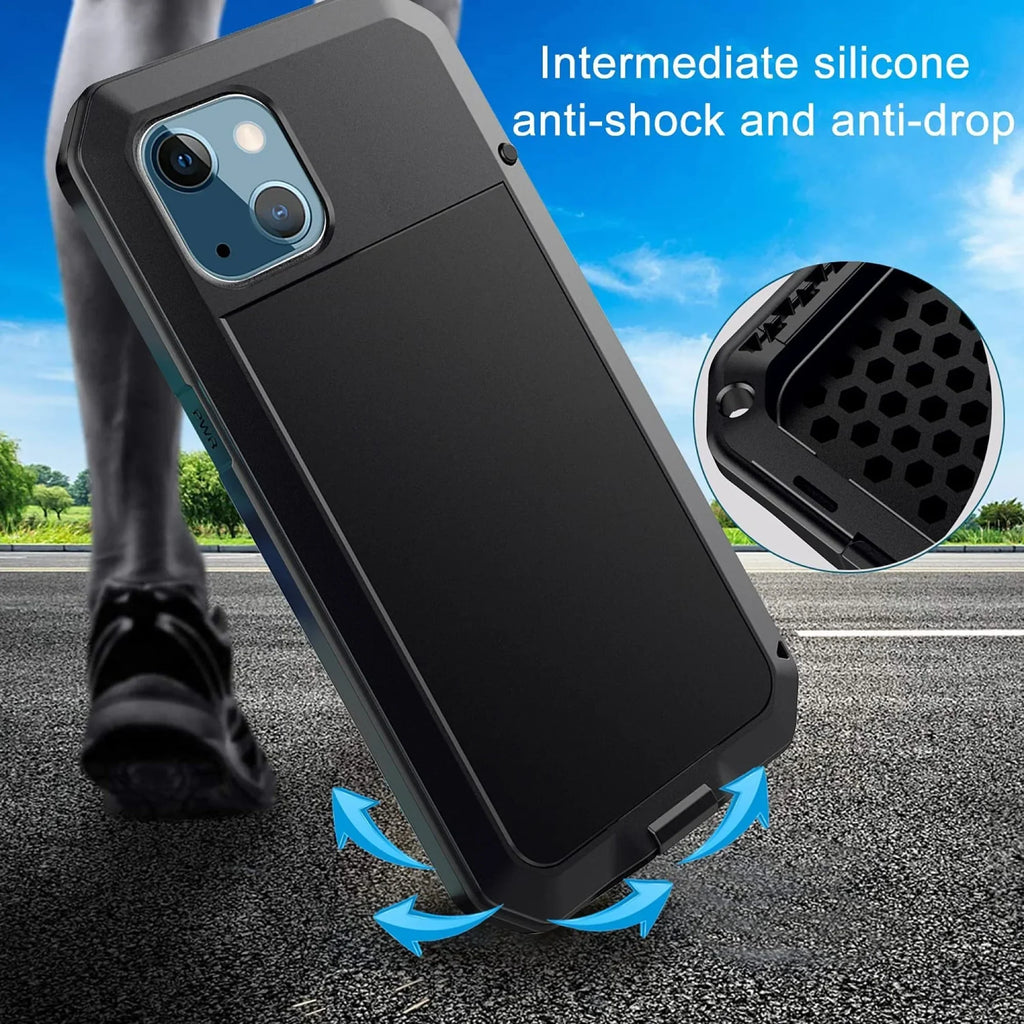 Gorilla Glass Aluminum Metal iPhone 12 Pro Max Case (Silver) Heavy Duty Military Grade Shockproof and Scratch Durable Protection, Rugged Outdoor Travel
